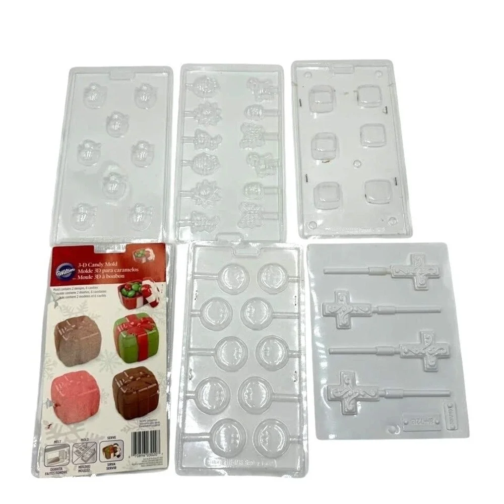 Wilton Life of‎ the Party Candy Chocolate Mold Lot of 30 Clear White Vintage